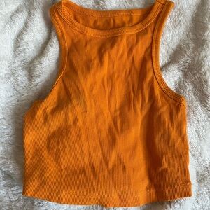 Orange Ribbed Crop Top